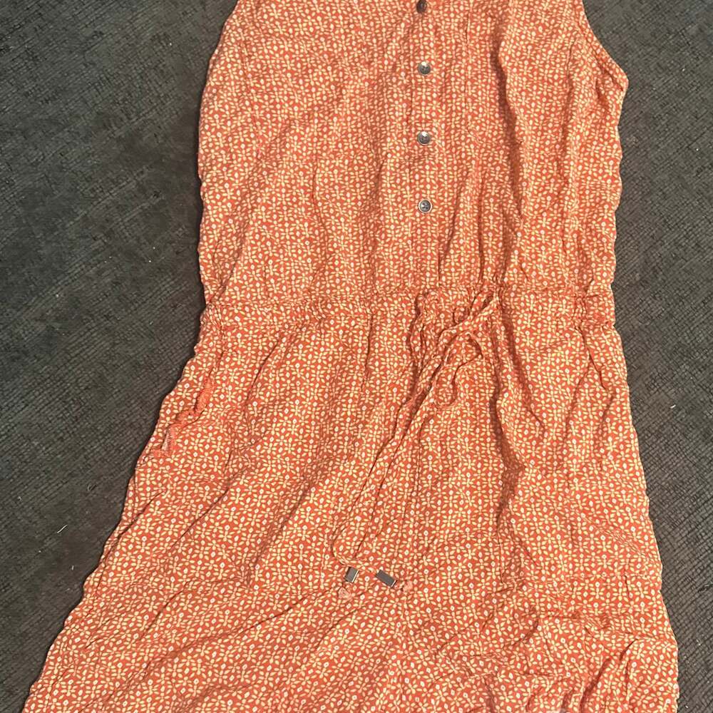 Kelly Renee Women's Sleeveless Drawstring Waist Floral Romper Orange & White